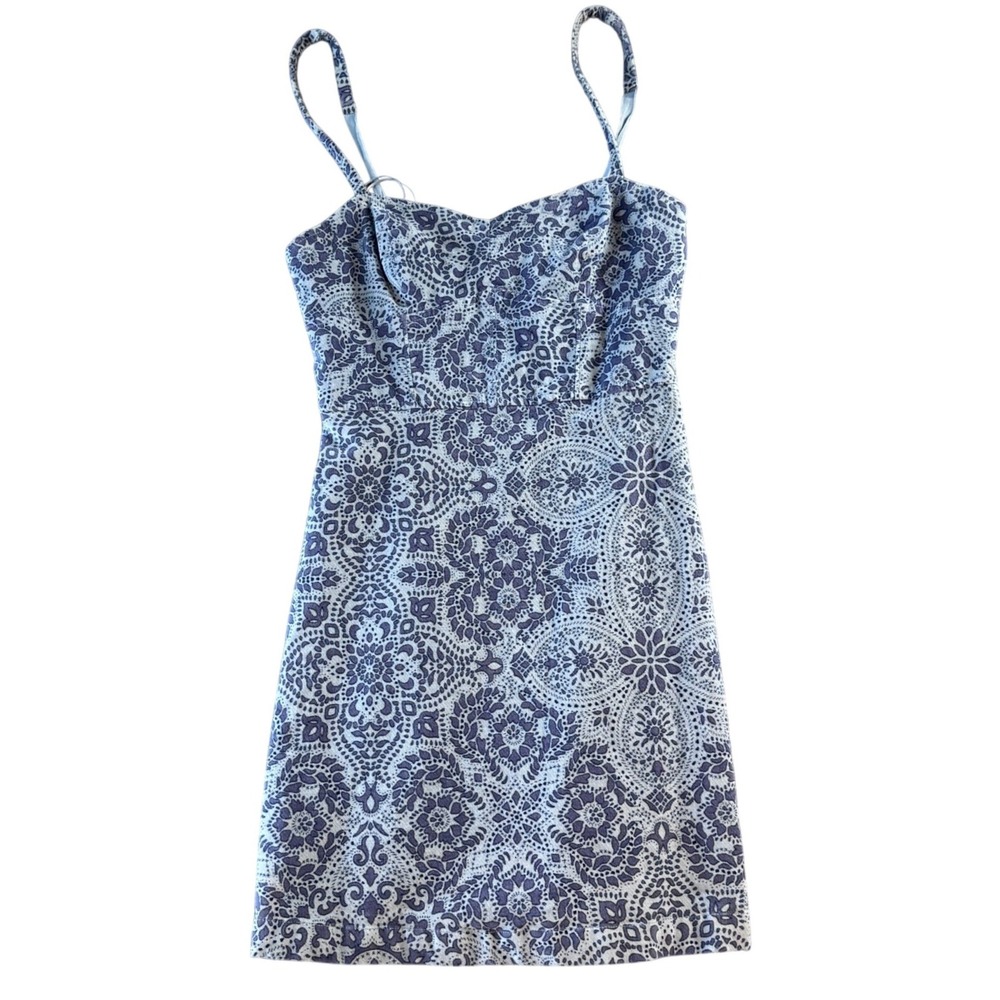 Urban Outfitters Blue Medallion Print Smocked Stretch Mini Dress XS